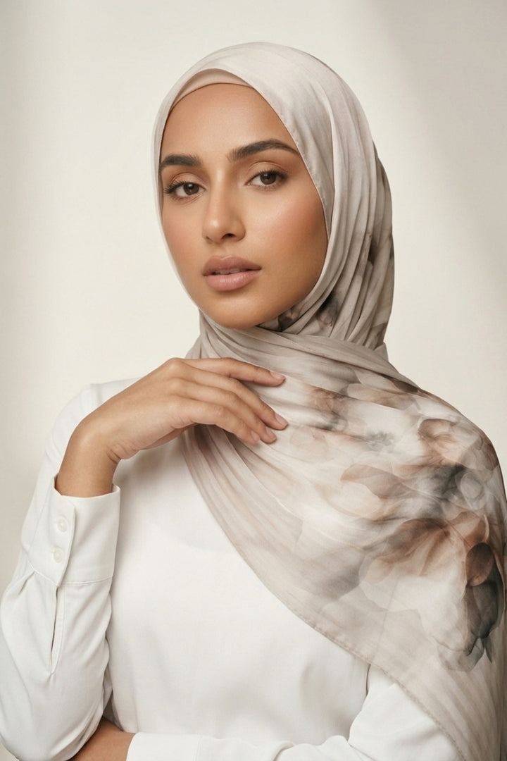 Floral Printed Chiffon Hijab - Floral Skin