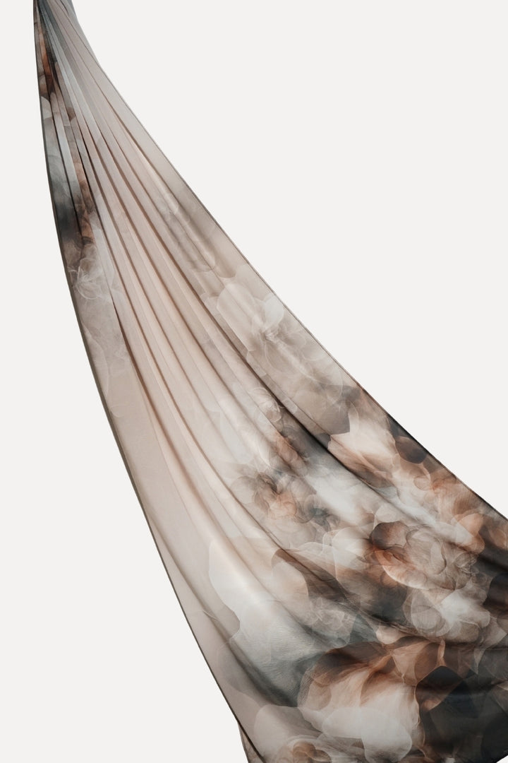 Floral Printed Chiffon Hijab - Floral Taupe