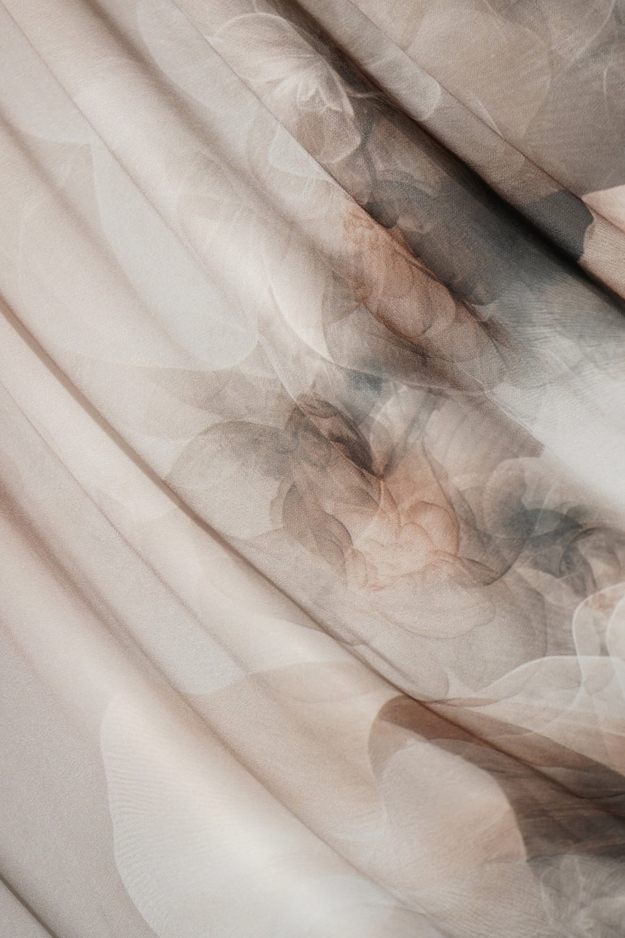 Floral Printed Chiffon Hijab - Floral Taupe