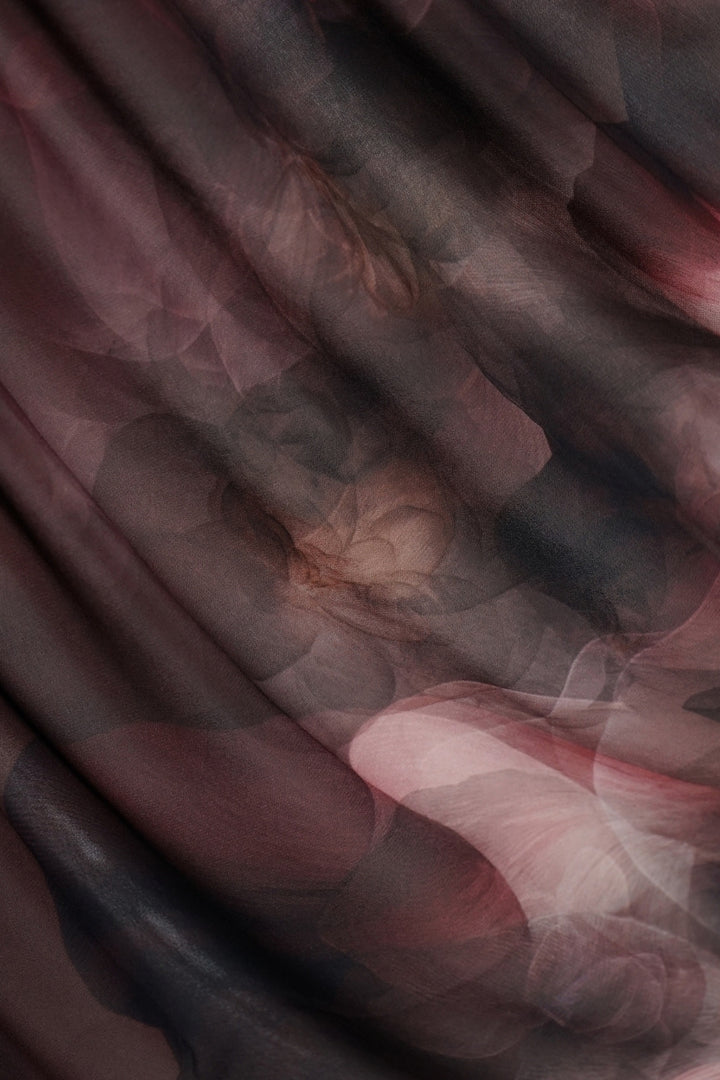 Floral Printed Chiffon Hijab - Floral Wine