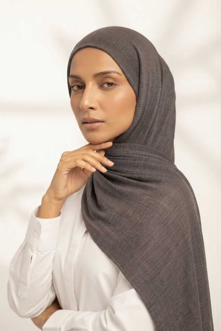 Ribbed Jersey Hijab - Fog Grey