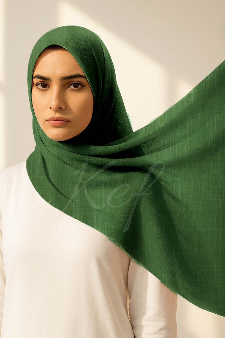 Turkish Lawn Hijab - Forest Green