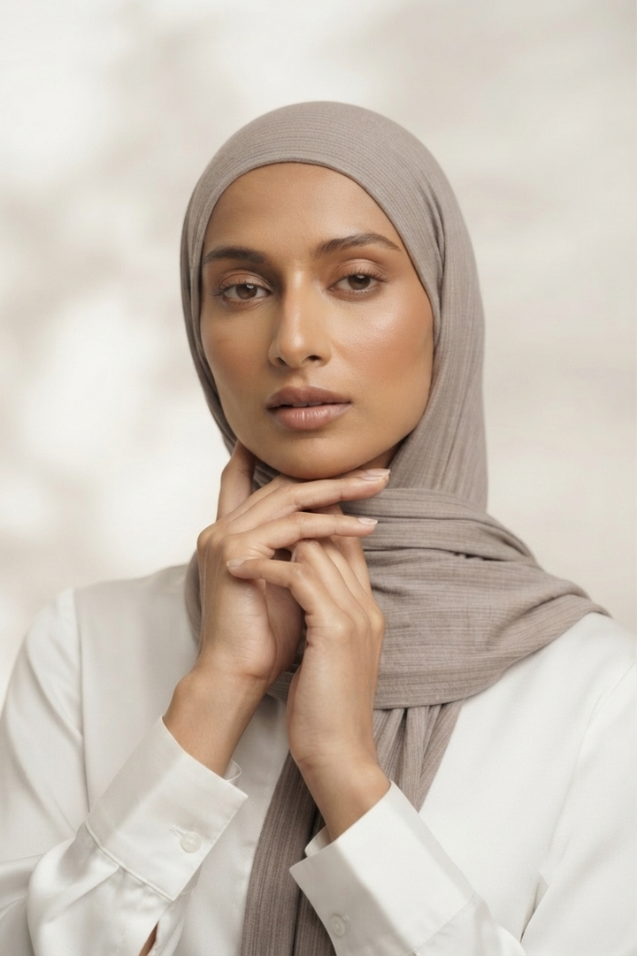 Textured Rib Jersey Hijab - Dust