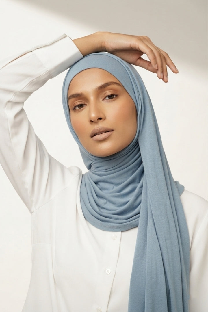 Plain Jersey Hijab - Glacier Blue