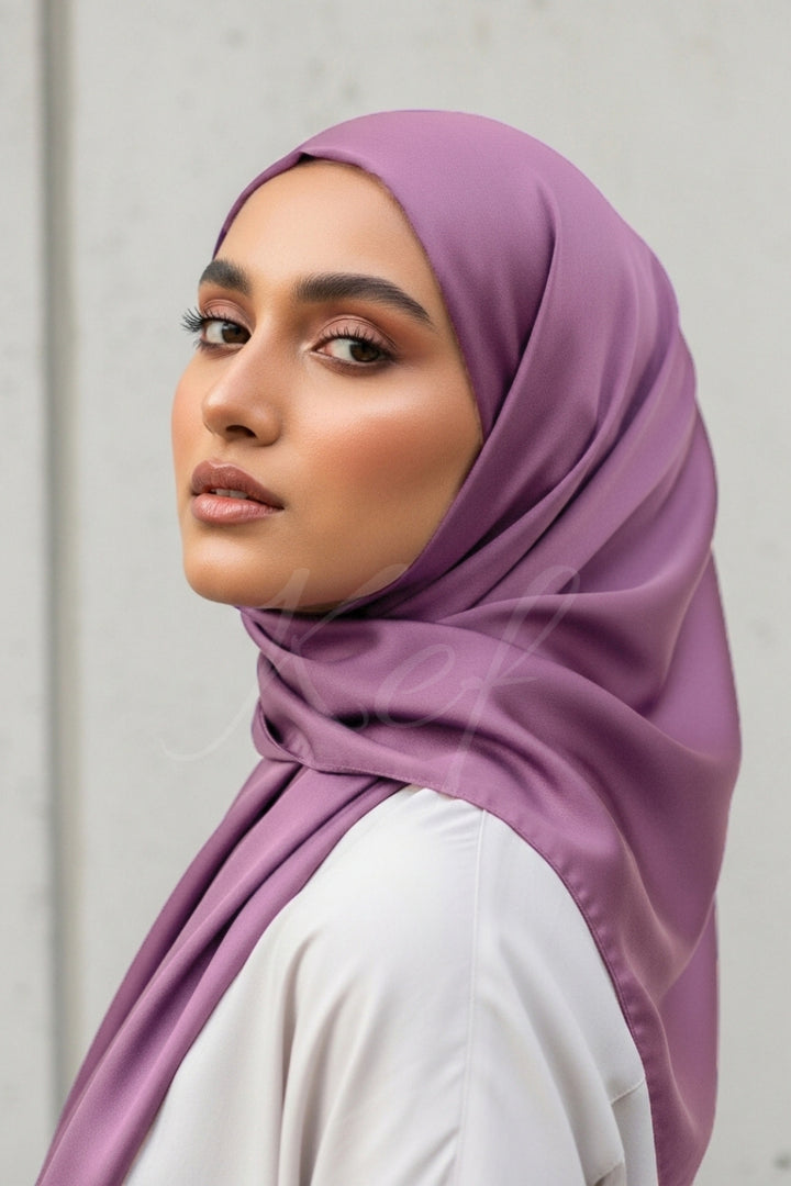 Plain Silk Hijab - Grape