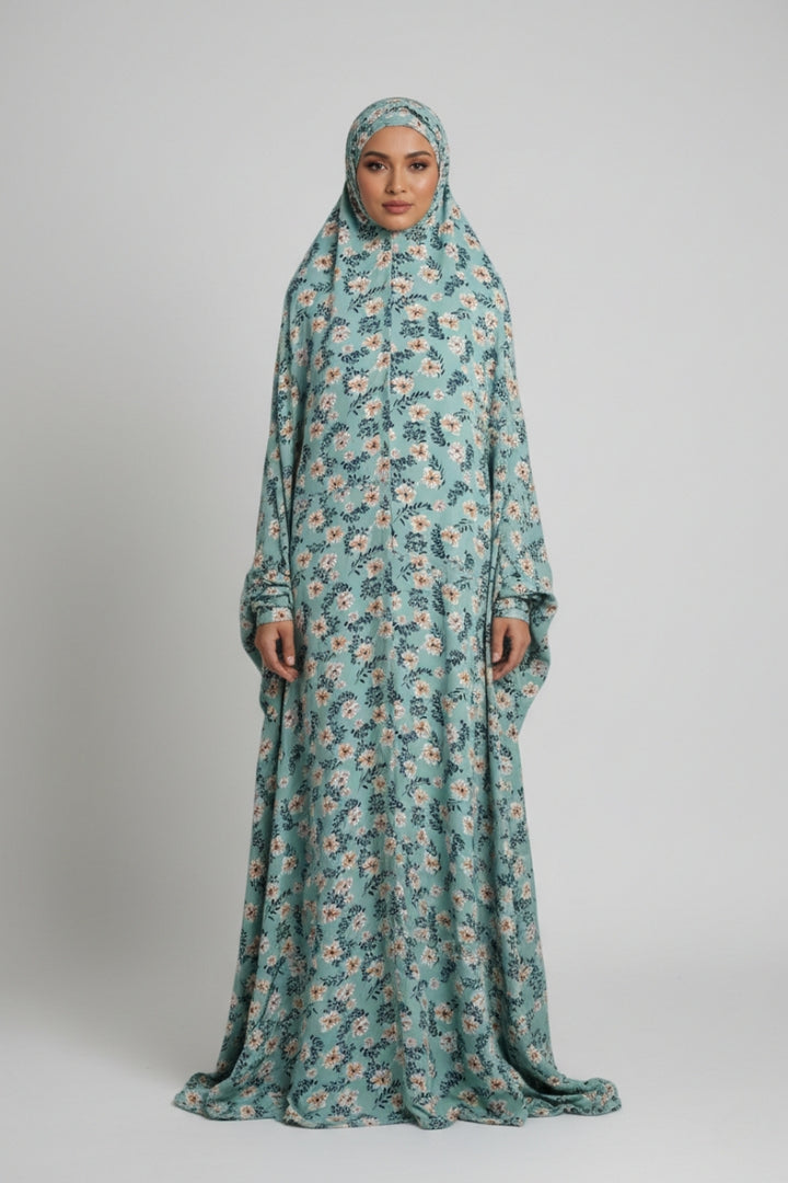 Printed Namaz Chaddar - Green Flower