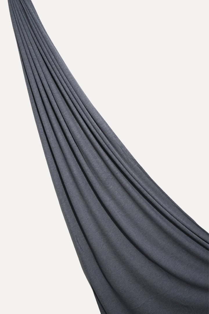 Textured Rib Jersey Hijab - Grey