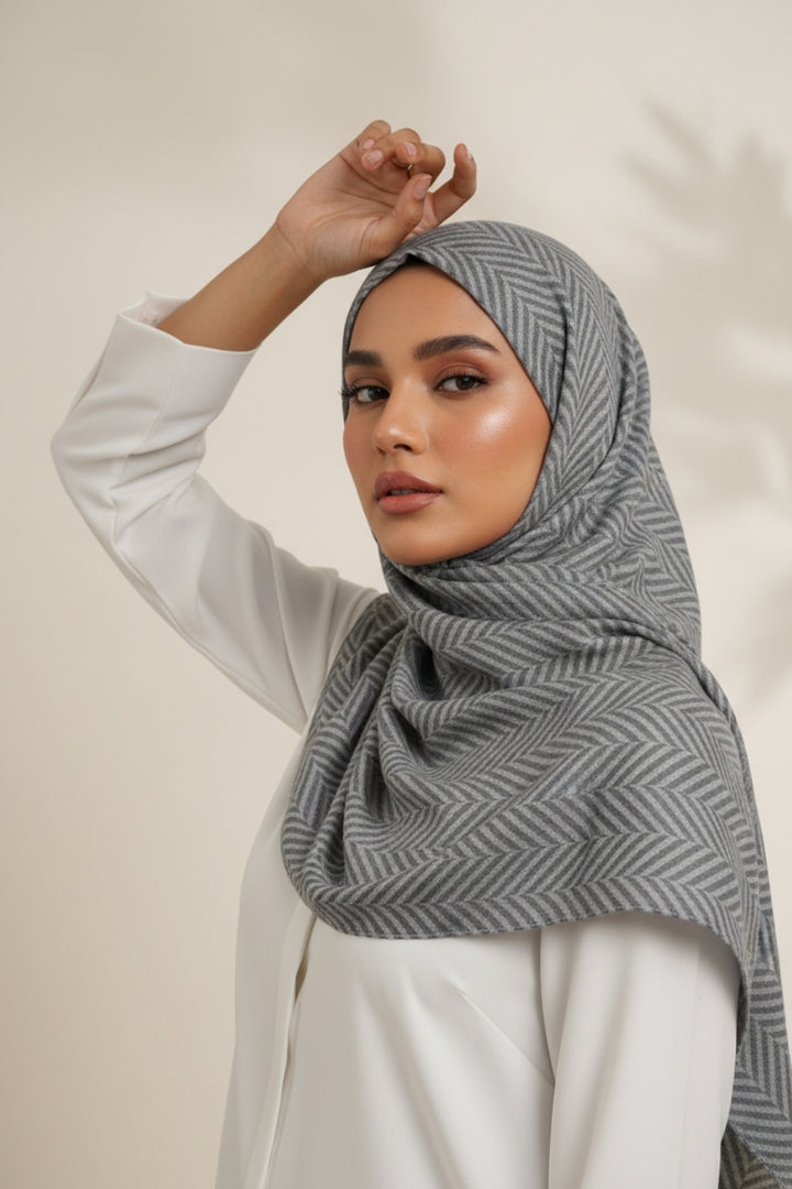 Classic Patterned Cashmere - Grey Smoke