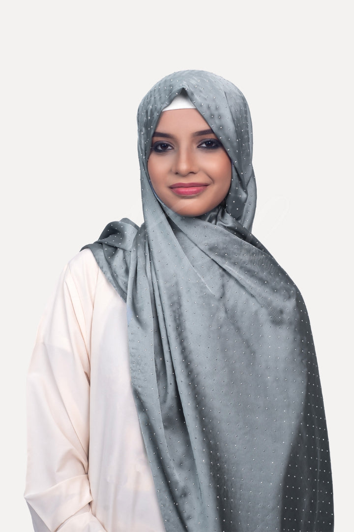 Dapple Dot Silk Hijab - Grey