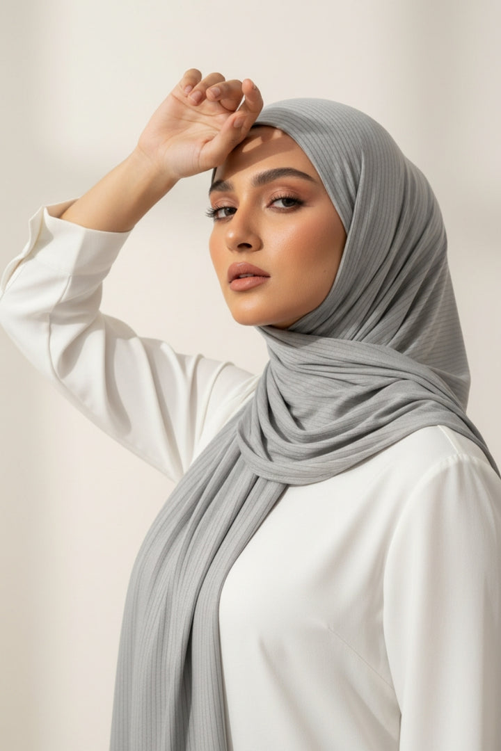Linear Rib Jersey - Silver