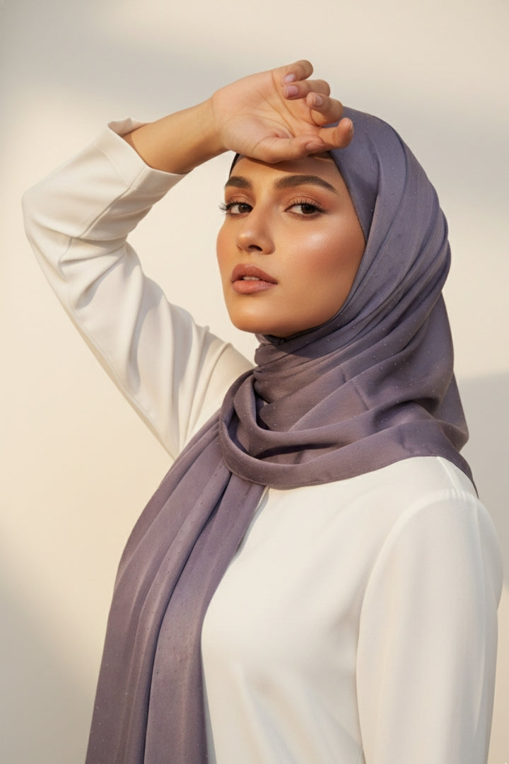 Dotted Matte Chiffon Hijab - Heather