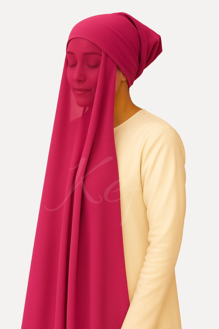 Instant Georgette with Cap - Hot Pink
