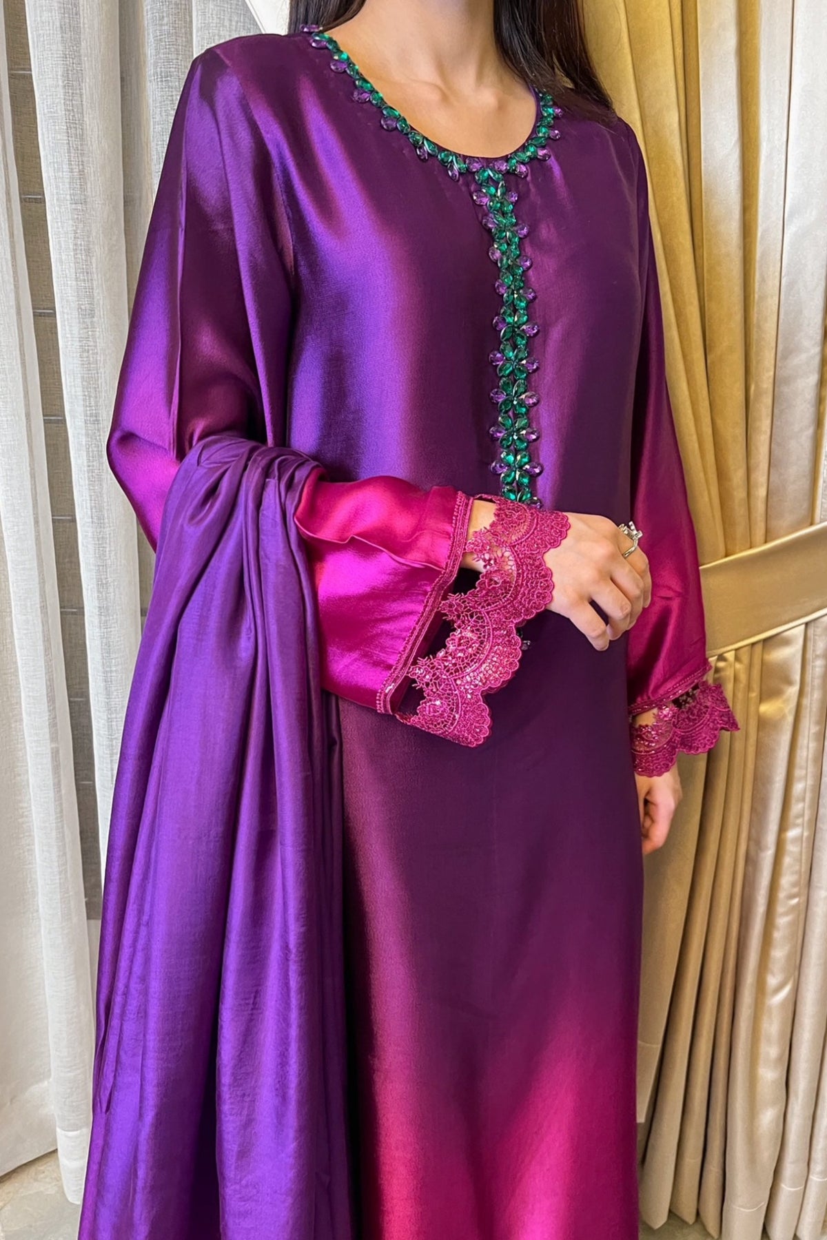 purple silk dress pakistani Majestic purple