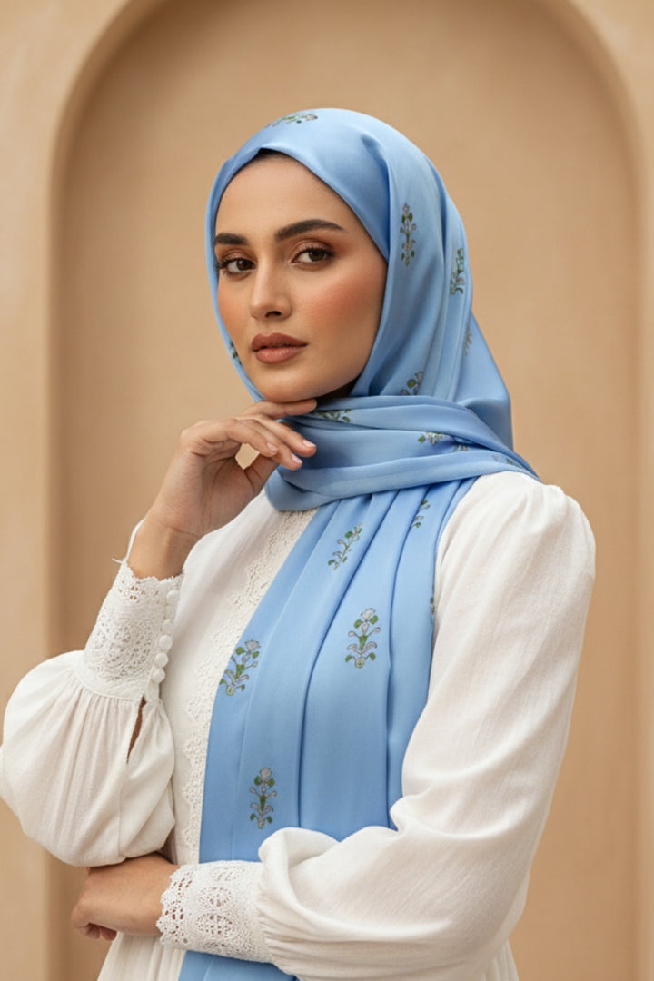 Block Print Silk - Ice Blue