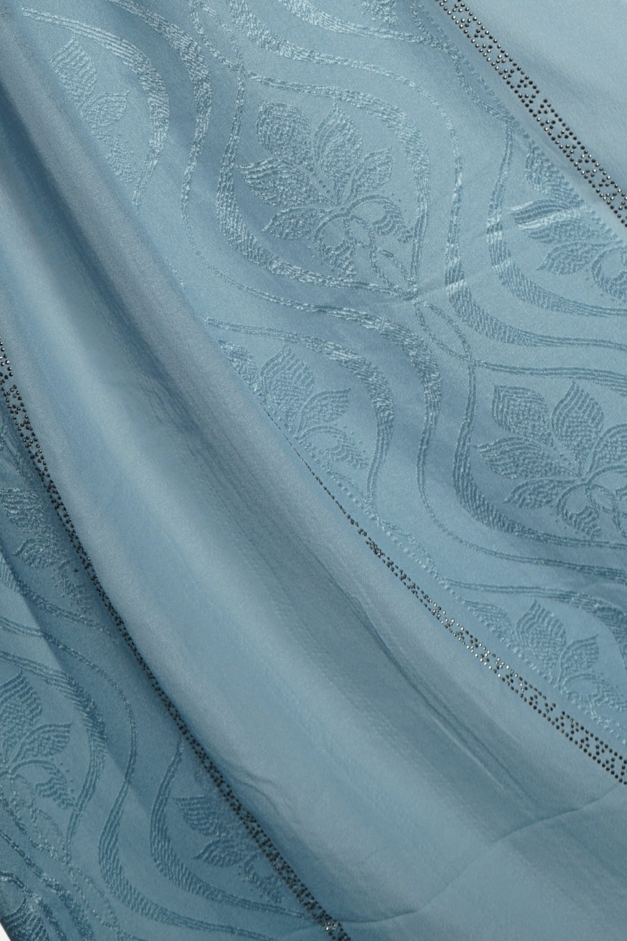 Striped Embroidery Chiffon - Ice Blue