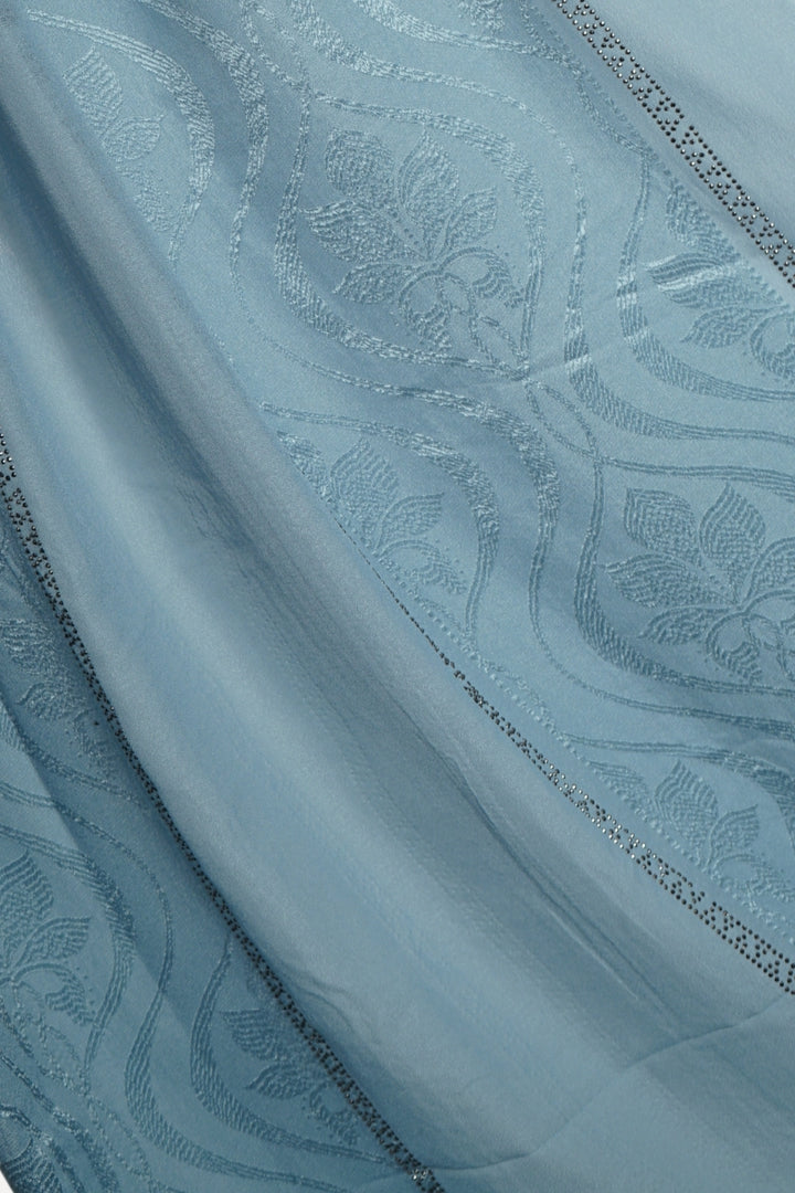 Striped Embroidery Chiffon - Ice Blue