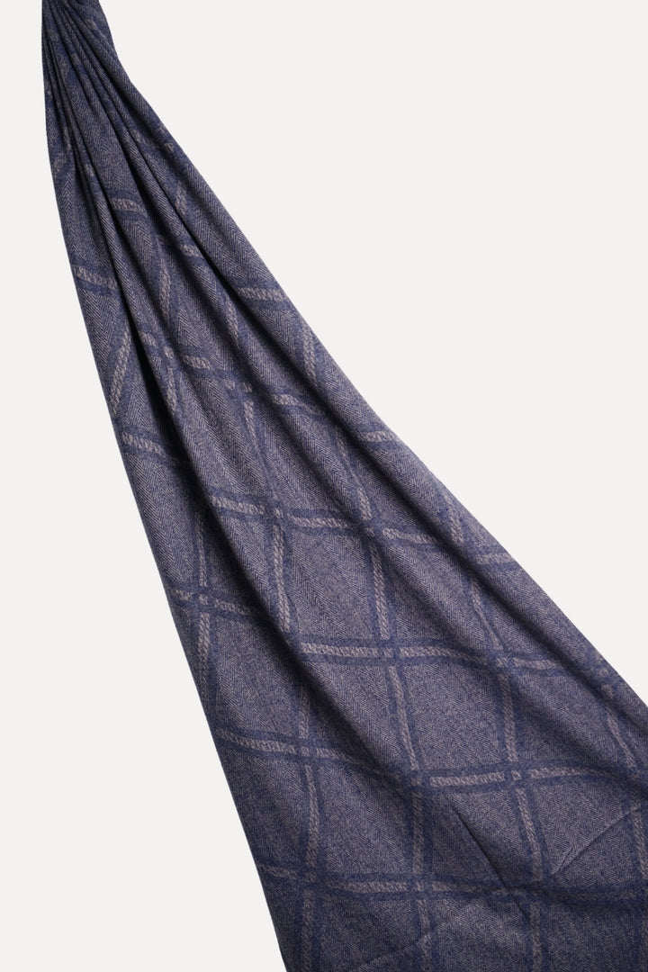 Grid Patterned Cashmere - Ink Blue