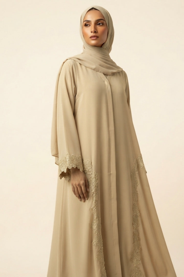 Beige Laced Abaya