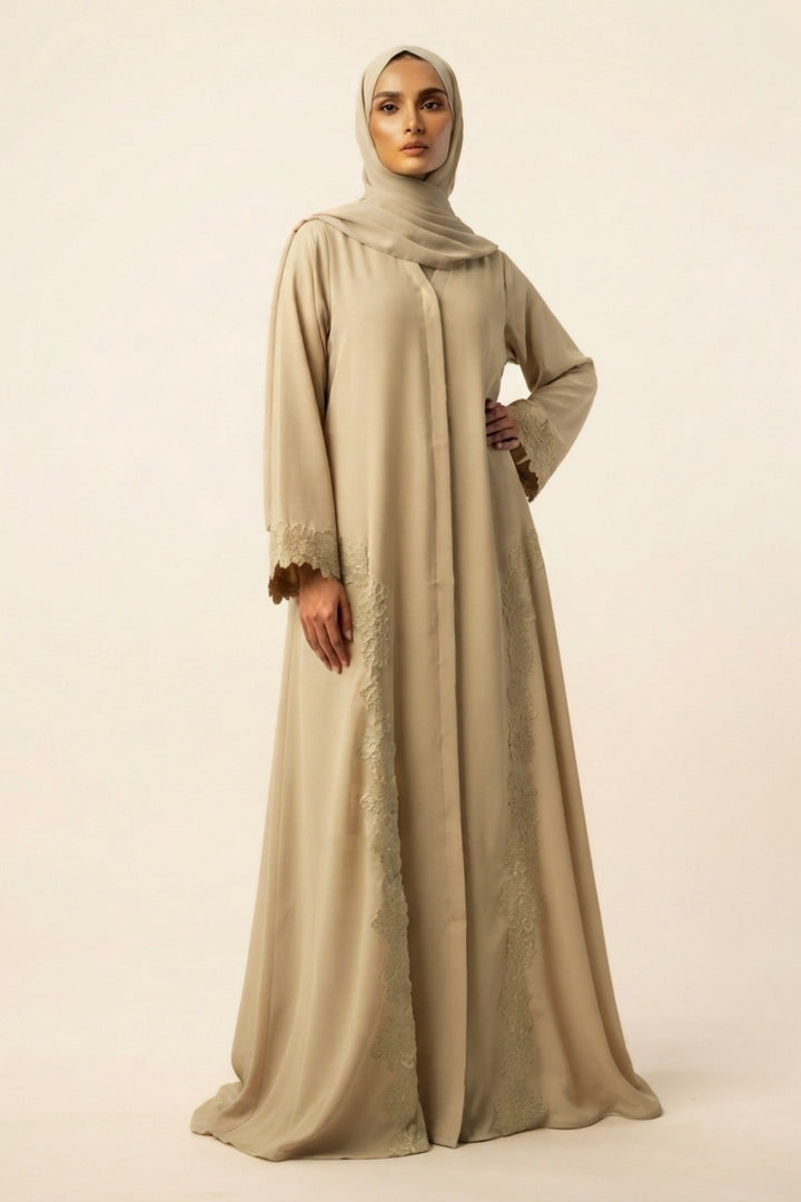 Beige Laced Abaya