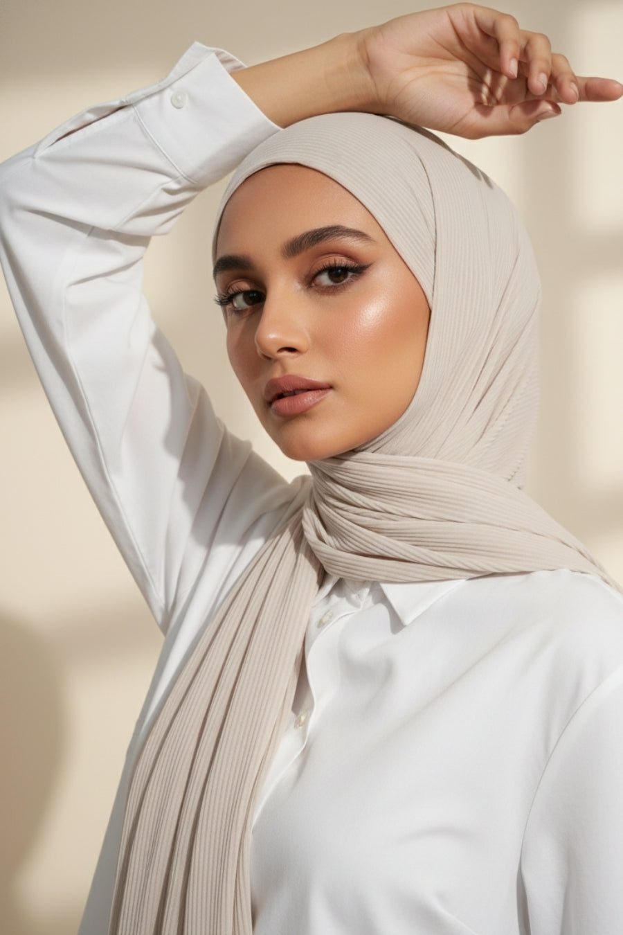 Crinkle Georgette Hijab - Ivory