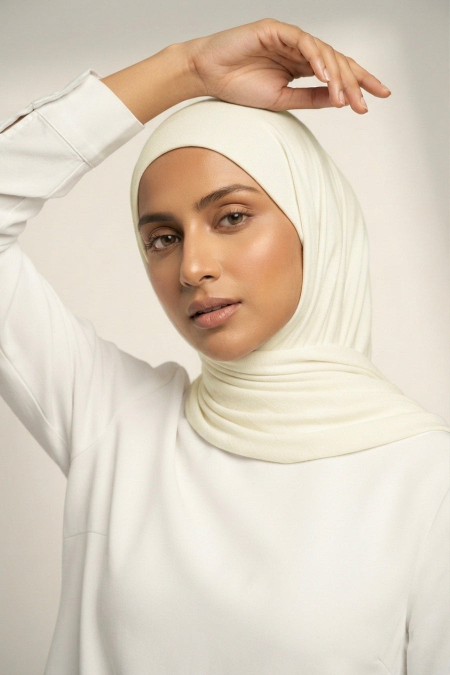 Plain Jersey Hijab - Ivory