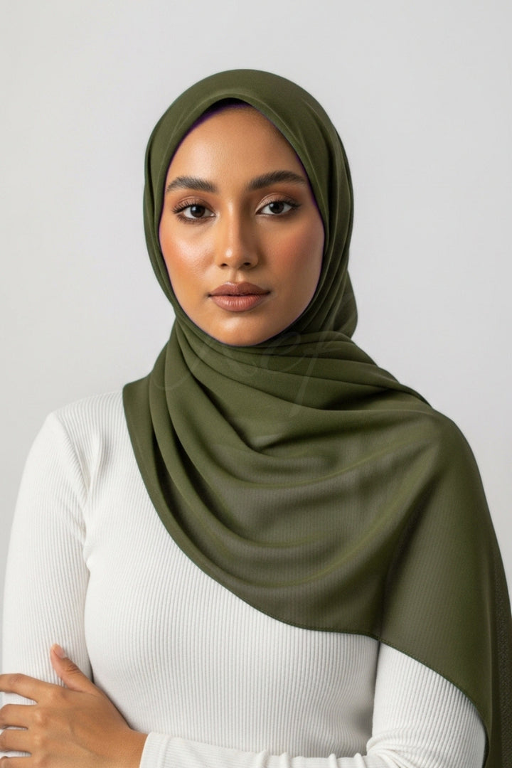 Georgette Hijab - Jungle Green