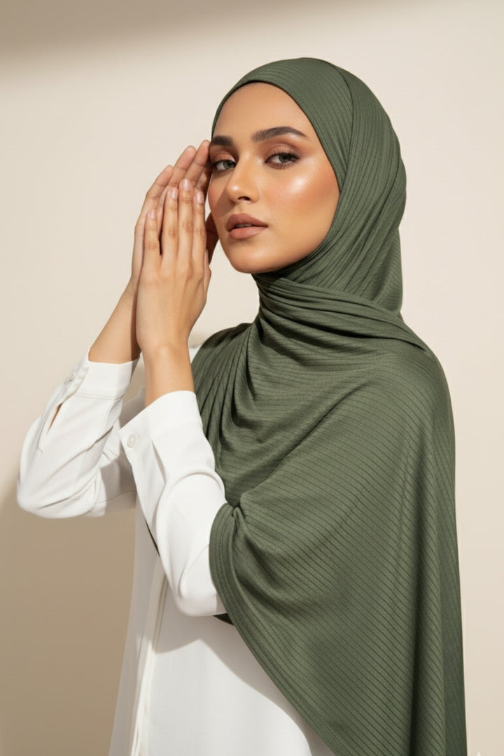 Linear Rib Jersey - Jungle Green