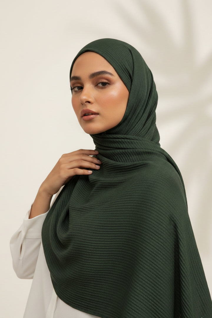 Crinkle Lawn Hijab - Jungle Green