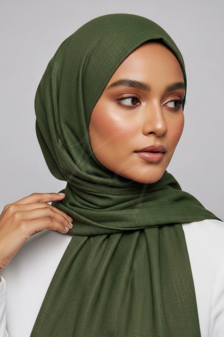 Turkish Lawn Hijab - Jungle Green