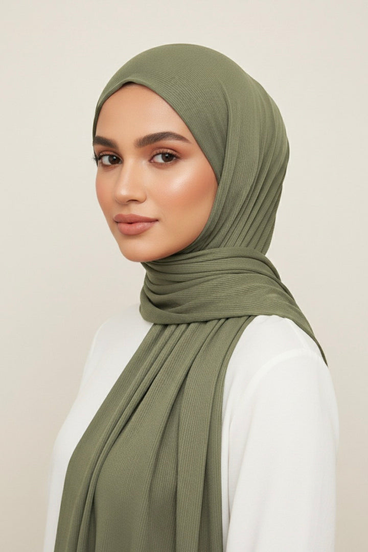 Bamboo Jersey Hijab - Olive