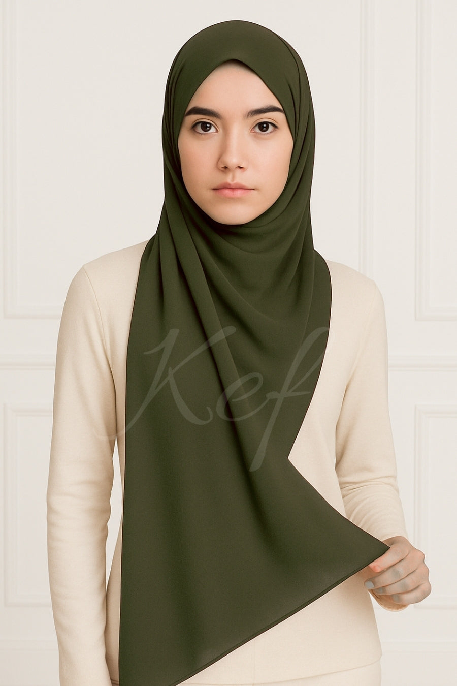 Georgette Hijab - Jungle Green