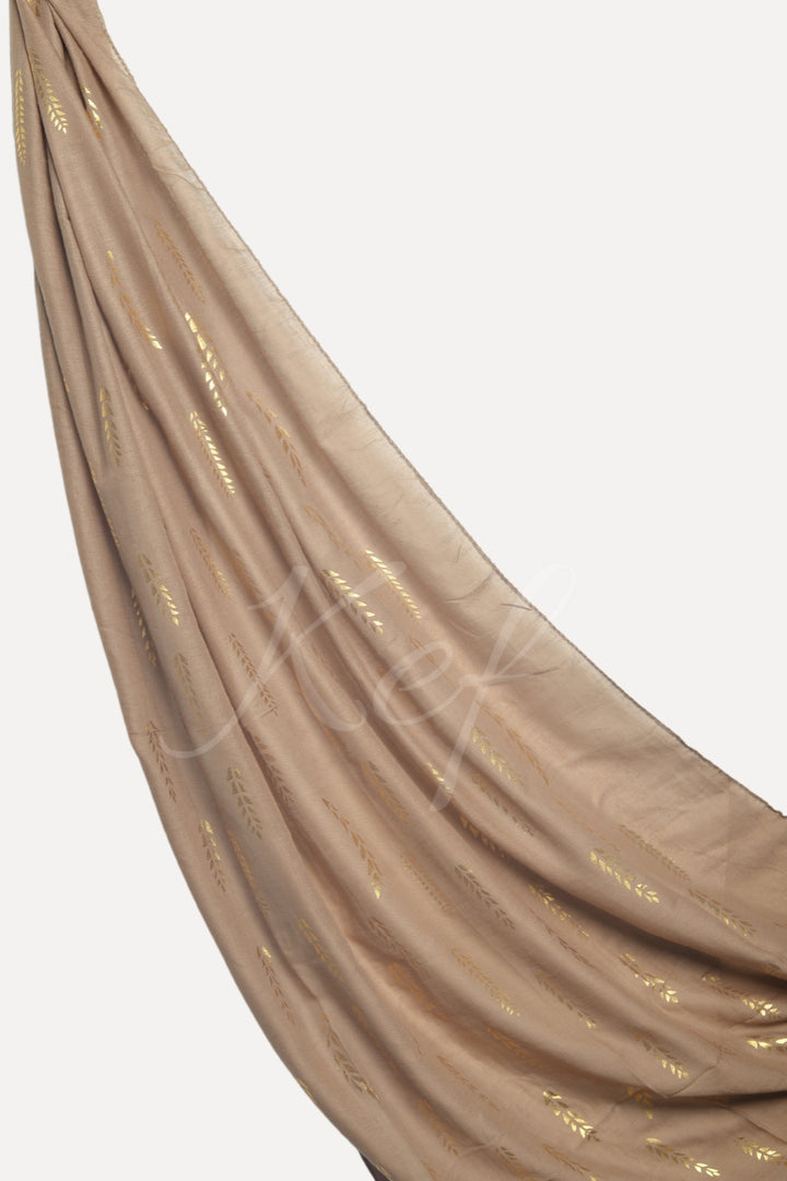 Golden Foil Lawn Hijab - Khaki