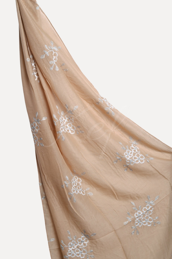 Alyssum Embroidery Lawn Hijab - Khaki