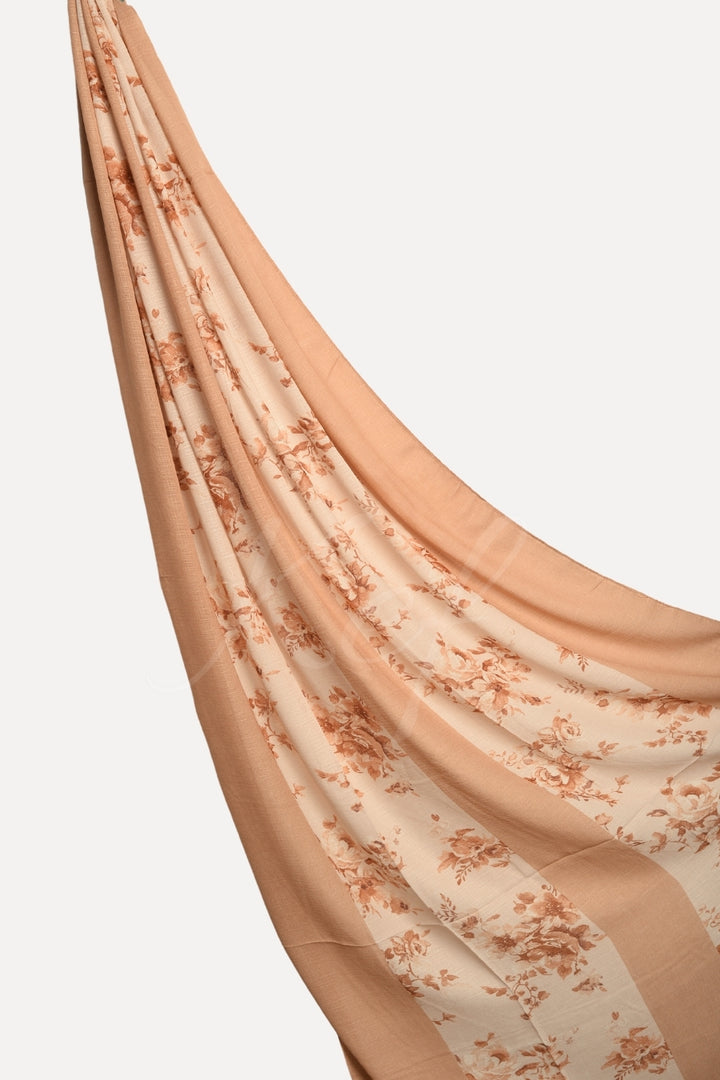 Striped Printed Lawn - Khaki