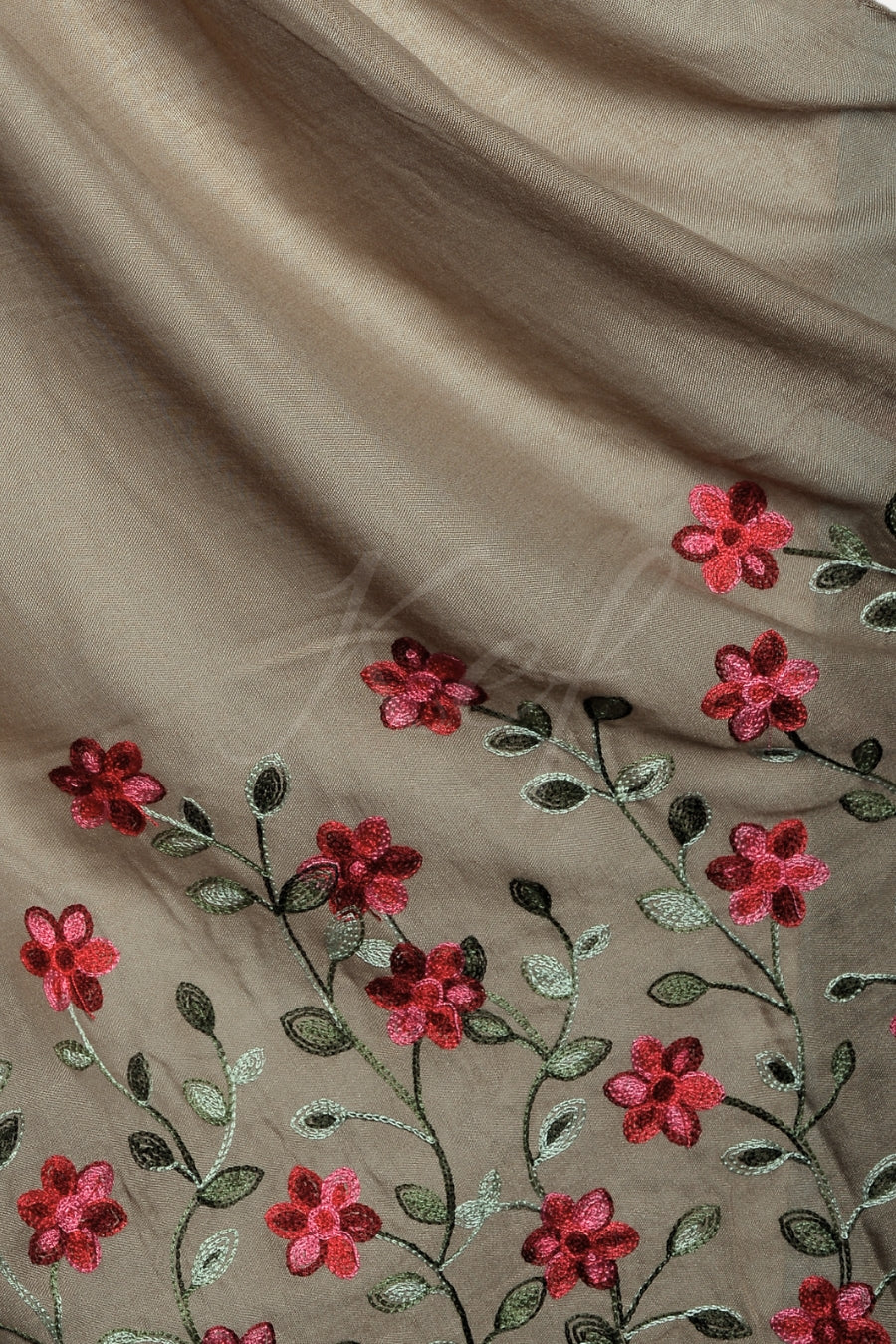 Viola Embroidery Lawn Hijab - Khaki