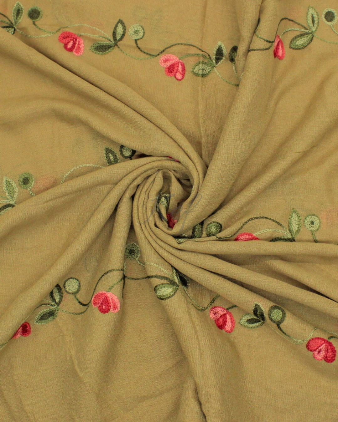 Viola Embroidery Lawn Hijab - Khaki