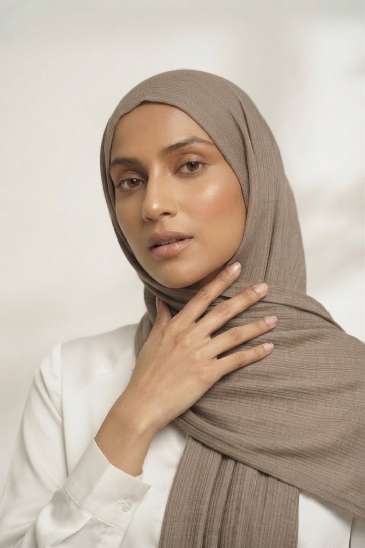 Textured Rib Jersey Hijab - Khaki