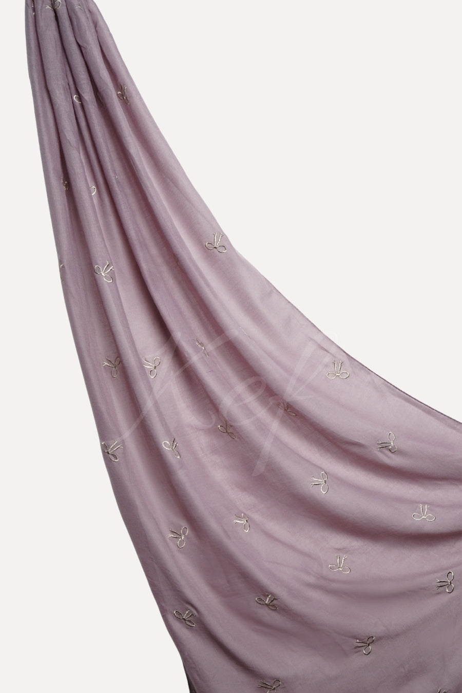 Bow Embroidery Lawn Hijab - Lavender