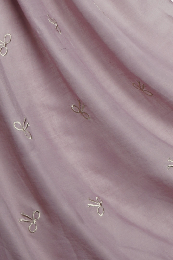 Bow Embroidery Lawn Hijab - Lavender