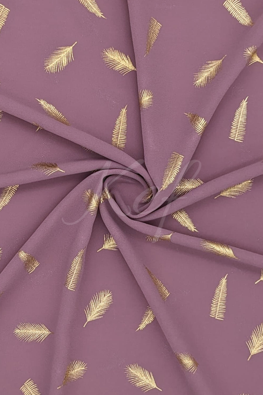 Golden Leaf Georgette Hijab - Lavender