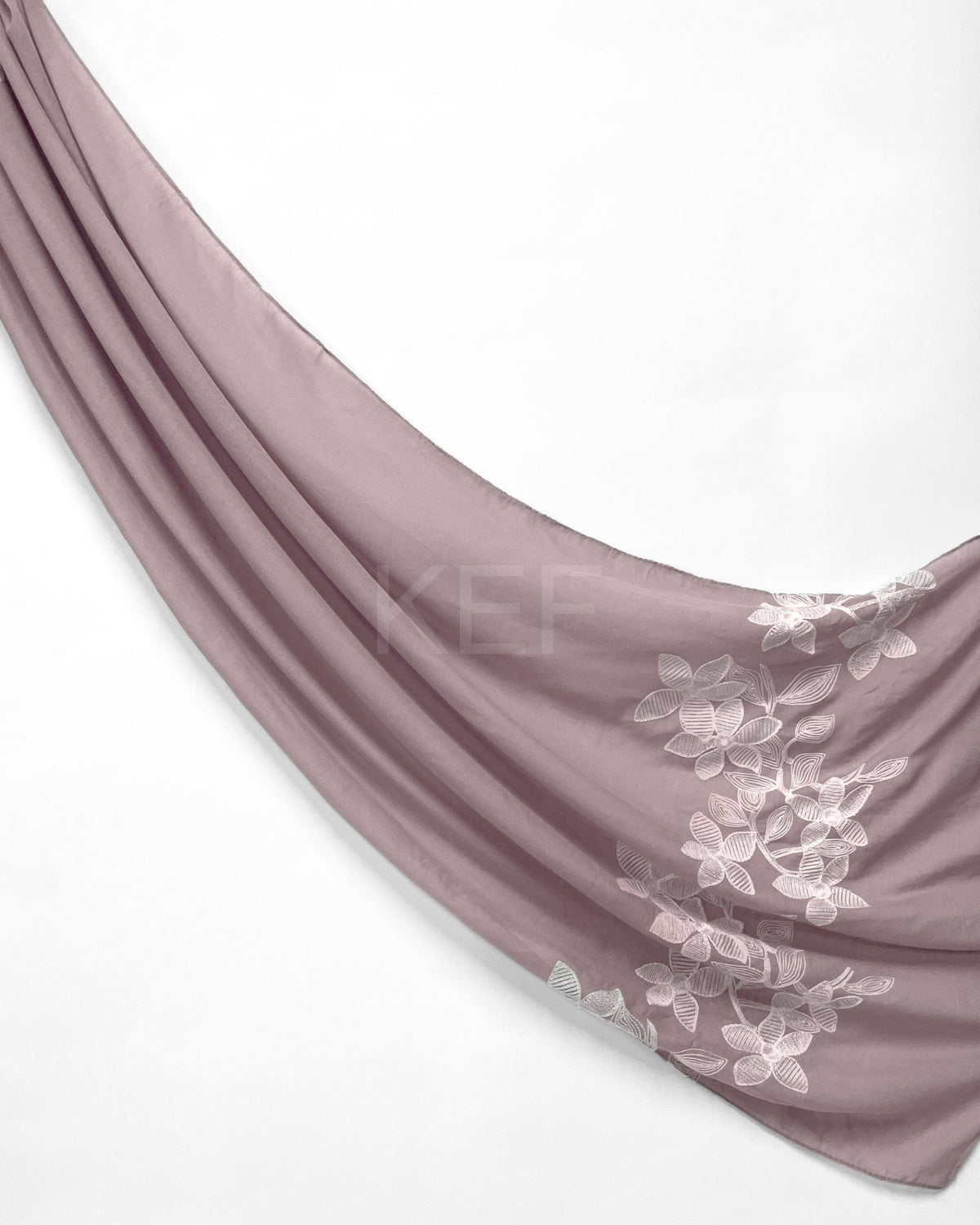 Flower Embroidery Lawn Hijab - Lavender