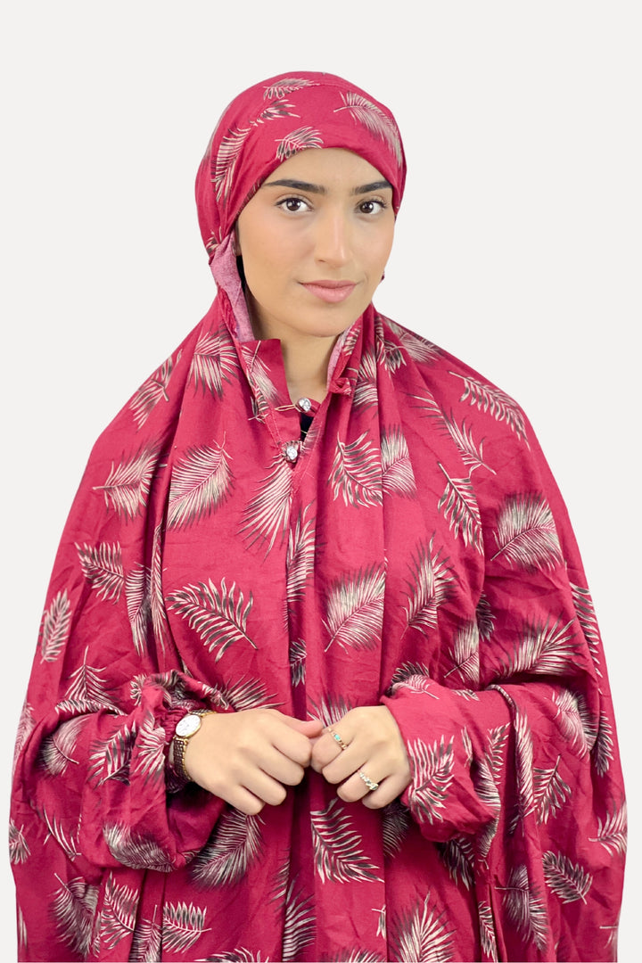Namaz Chaddar - Leaf Red (With sleeves)