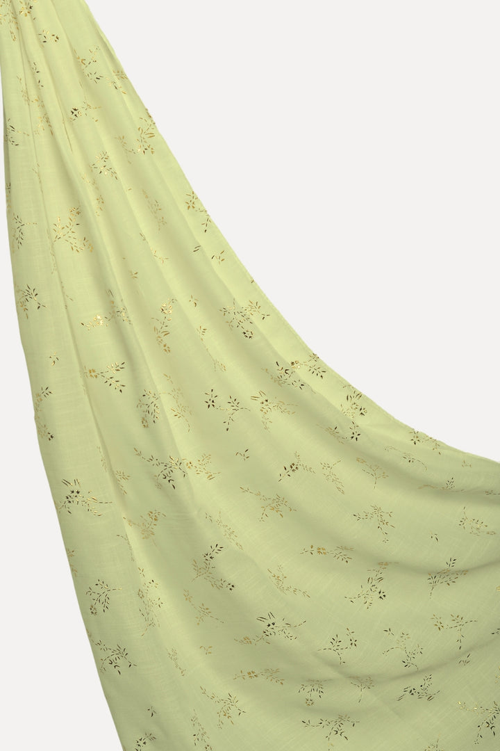 Leaf Embossed Turkish Lawn - Lemon