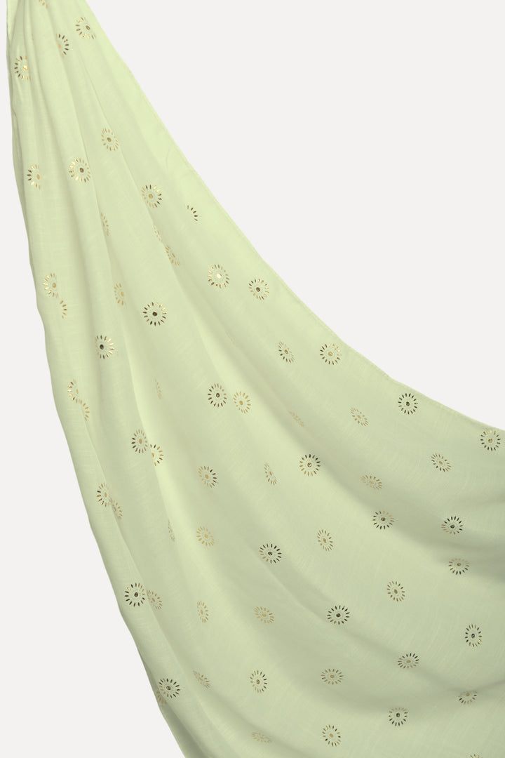 Flower Embossed Turkish Lawn - Lemon