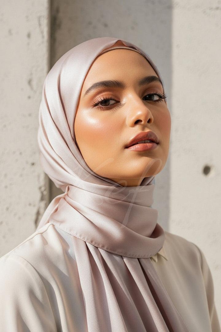 Plain Silk Hijab - Light Taupe