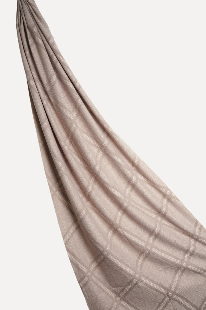 Grid Patterned Cashmere - Light Taupe