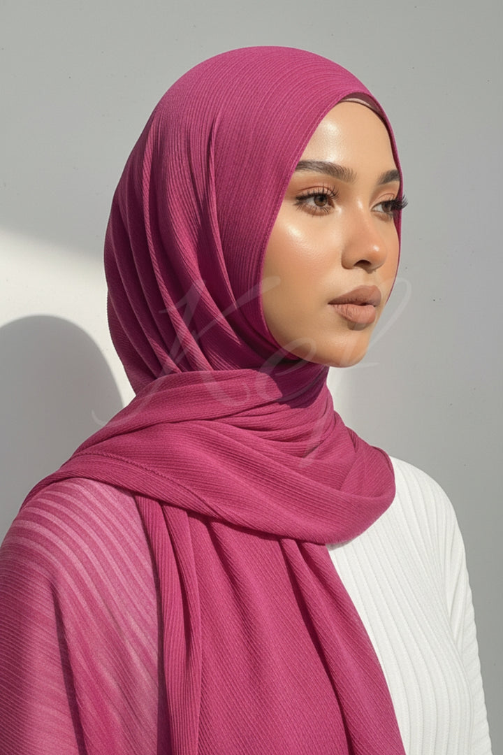 Crinkle Chiffon Hijab - Magenta (Matte)