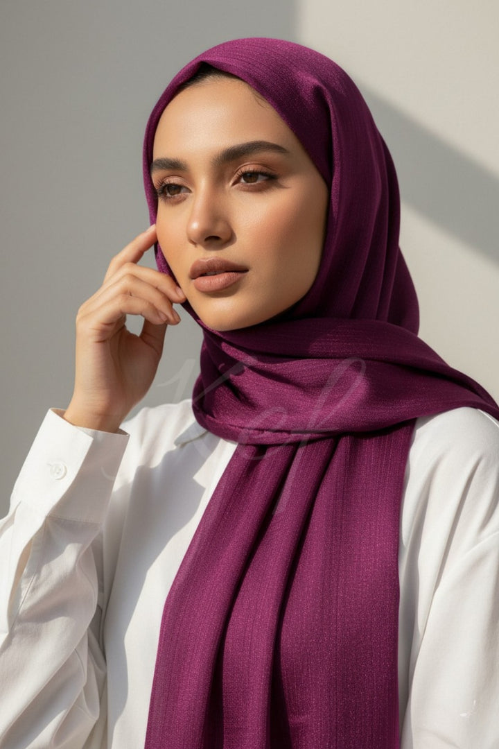 Crinkle Chiffon Hijab - Magenta (Shimmer)
