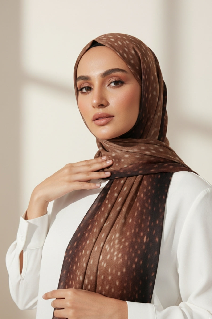 Printed Viscose Modal Hijab - Maple Dusk