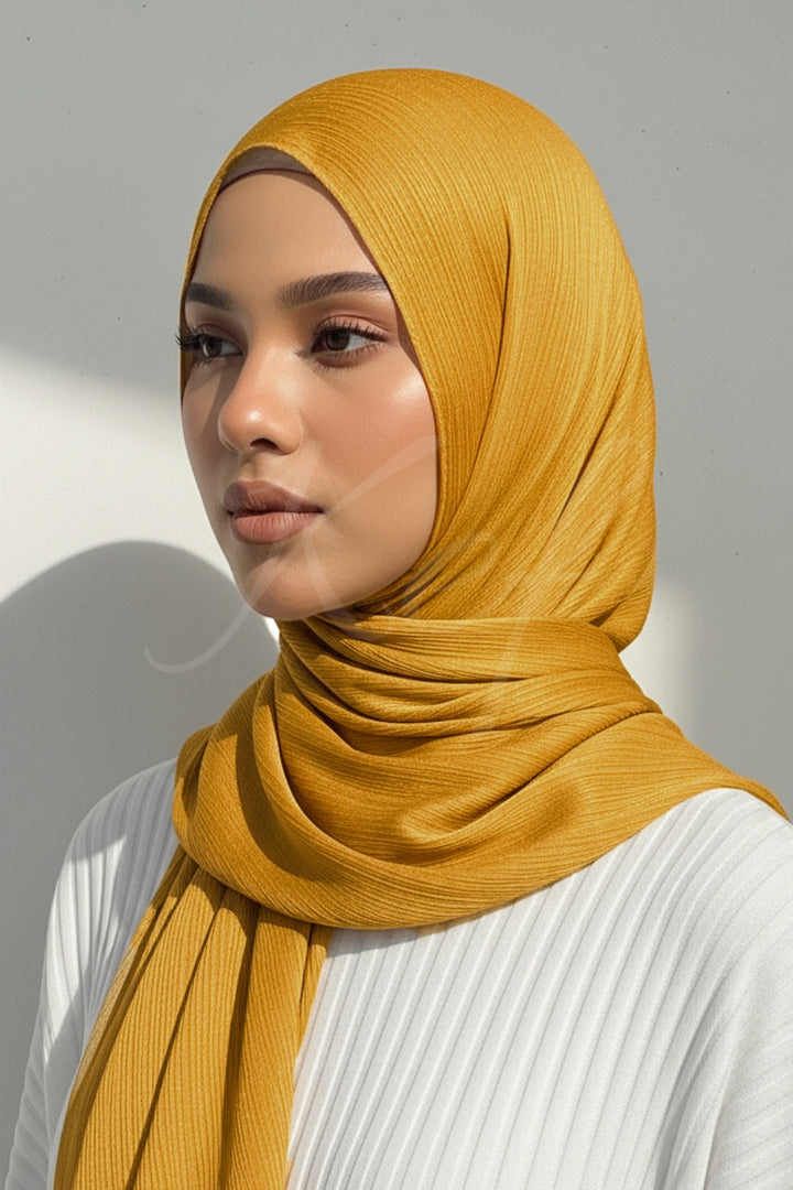 Crinkle Chiffon Hijab - Marigold (Matte)